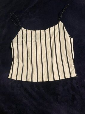 gaze Black and White Vertical Stripe Camisole